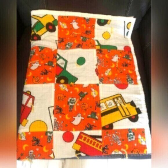 Halloween  Patchwork Blanket  Truck Theme NEW - Picture 2 of 5